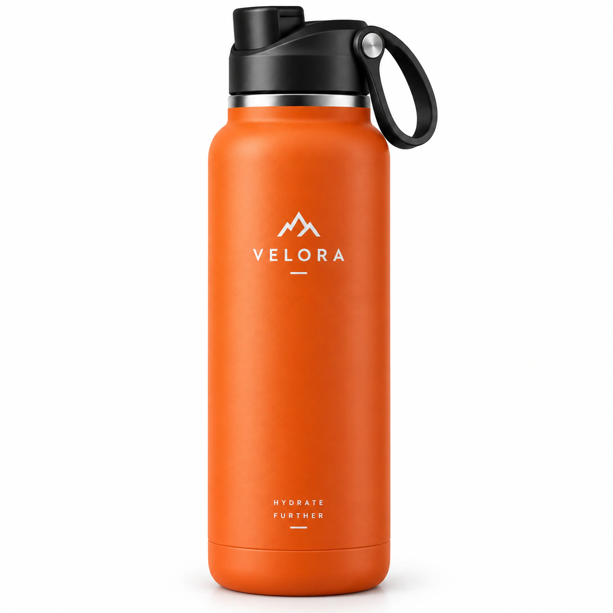 Original orange VELORA bottle on white